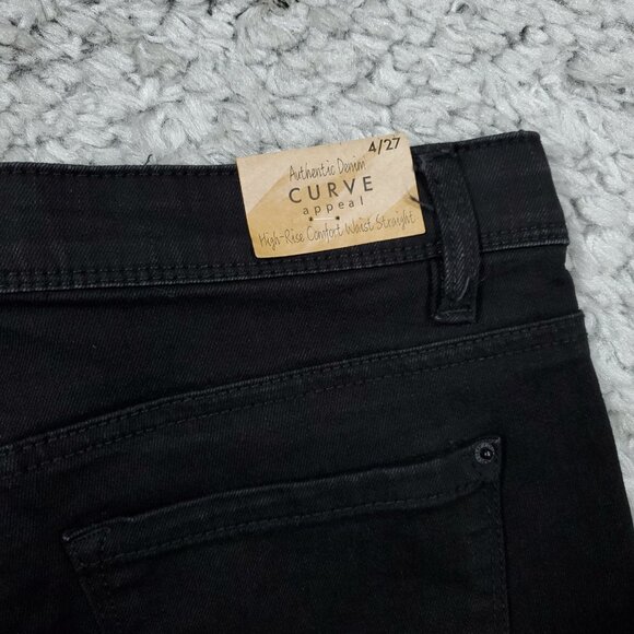 READ Curve Appeal Jeans High Rise Concealed Comfort Waist Straight Black 4 27 - Picture 3 of 8